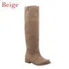 Botas Over-the-the-the-the-the Yigh plana feminina PU Camurna Matte Slip em Zapatos de Mujer Solid Solid Long Winter Shoes Nice
