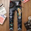 2020 populaire Nieuwe geborduurde tijger bloem jeans causale slanke rechte bedelaar broek Chinese stijl rits flyer patroon trousers198v