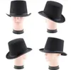 Chapeaux de fête Chapeau haut de forme en feutre de satin noir Magicien Gentleman Adulte 20039S Costume Tuxedo Casquette Victorienne Halloween Noël Fantaisie Dres1246447