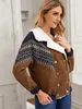 女性秋冬厚いジャケットダブルブレスト部族プリントフェイクシェアリングカラーコーデュロイジャケットホット販売クールな冬コートサイズS-XL