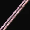Chains THE BLING KING 4mm Pink Iced Cubic Zirconia Tennis Gold Silver Color Necklace Colored Fashion Hiphop Jewelry