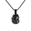 Mulheres Homens Natural Obsidian Pingente Colar Handmade Esculpido Gema Pedra Animal Ajustável Corda Reiki Lucky Amulet Jóias