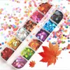 Nail Art Pailletten Stickers 12 Kleur Set 3D Flakes Holografische Vlam Pailletten Maple Leaf Dot Nail Art Decorations Design Decals