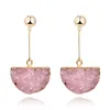 매달아 샹들리에 1Pair 수지 돌 Druzy 여성을위한 쥬얼리 핸드 메이드 반원형 Drusy Drop Earing Eardrop Long Earring E157