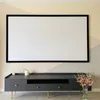 Telas de projeção Flocking Fixed Frame Projector Screen 6.5cm Liga de alumínio de fronteira para home theater Office Meeting White-Black PVC Superfície