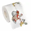 Kreative personalisierte Druckrollenpapierfarbe Weihnachtsmann + Rentiermuster Toilettenpapier Cartoon Weihnachten Toilettenpapier T9I00554