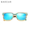 Barcur Lunettes de soleil polarisées en bois Unique Gradient Bamboo Sun Glasses for Men Women Sports Eyewear Square Style7534967