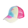 7 styles Baseball Hat Ponytail Baseball Washed Cotton Trucker Caps Snapback Tie-Dye Colorful Mesh Cap