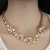 Imitation Pearl Necklace Earrings Dubai Wedding Jewelry Set for Women Dresses Accessories Gold Colors