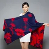 Scarves Winter Cashmere-like Scarf Women 2021 Thick Warm Shawls Wraps Brand Designer Flower Printed Blanket Cape Soft