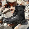 Vendita calda- Stivali dell'esercito estivi stivali da combattimento in tela nera traspirante uomini forze speciali stivali tattici laterali alti scarpe da guardia di sicurezza