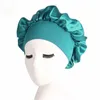 Gorro de noche suave y sedoso para mujer, herramienta para el cuidado del cabello largo, cubierta para la cabeza, gorro para dormir suelto con correas elásticas, gorro de satén