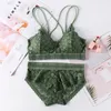 Красота Назад Сексуальное женское белье Set Transparent Lace пуш-ап бюстгальтер и трусики Комплекты Женский лифчик вышивки Lingerie Set