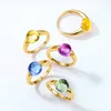 Allnoel Solid 925 Sterling Silver Candy Rings Gift for Christmas Synthetic Amethyst Citrine Green Amethyst Blue Crystal2899