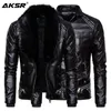 Men's Fur & Faux Biker Leather Jacket Collar Detachable Motocycle Jackets Coats Casual PU Chaqueta Moto Hombre