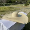 Wide Brim Hats Oversized Fashion Large Sun Hat Beach Anti-UV Protection Foldable Straw Sombrero Lace Up Gorras