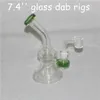 Bong en verre narguilé conduites d'eau bécher recycleur 7,4 pouces bongs dab plate-forme brûleur à mazout cendrier barboteur bol de 14mm