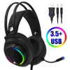 Gaming Headset 7.1 Sound Sourment Sound USB 3.5mm Gry Przewodowe Słuchawki z mikrofonem Stereo LED Słuchawki USB dla PC PS4 Gamers