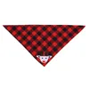 Julhund Bandana Plaid Triangulära Bibs Scarfs Pet Dog Santa Reindeer Bandanas Scarf för Xmas Party Dogs Katter Husdjur