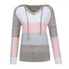 Kobiety Swetry Bluzy Z Kapturem Casual Rib Z Długim Rękawem Luźne Dopasowanie Pullover Bluzy z sznurkami Hood Tops