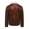 PU Läder Casual Man Jackor Varm Fur Liner ZipperLaple Läder Motorcykel Coat 2020 Outwear Långärmade PU Cocks Jackor