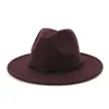 Wholesale Vintage Wide Brim Wool Felt Fedora Hats with Belt Buckle Men Woman Panama Cap Jazz Trilby Party Formal Hat