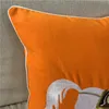 Broderie de luxe core-oreiller de créateur de chevaux blancs orange rouge 45x45cm coussin canapé toile