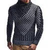 Skórzana klamra gruboziarnisty sweter Mężczyźni Turtleck Męskie Dzianiny Pullover Casual Jesień Elastyczne Dziewiarskie Sweter Płaszcz Knitwear Pull 3XL