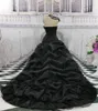 Vintage Black Wedding Dresses Organza Ruffles Remove High Neckline Crystals Beaded Pleated Mermaid Bridal Dress Formal Dress Party Long