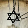 Naszyjniki wiszące 2021 mężczyzn klasyczny gwiazda naszyjnika Davida w czarnym złotym srebrnym kolorze stali nierdzewnej Izrael Jewish Jewelry305p