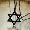 Naszyjniki wiszące 2021 mężczyzn klasyczny gwiazda naszyjnika Davida w czarnym złotym srebrnym kolorze stali nierdzewnej Izrael Jewish Jewelry199a