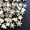 50 stks Houten Kerstboom Sneeuwvlokken Sterren DIY Kerst Hanging Ornamenten Pendant Table Confetti Home Decoraties