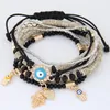 Kabbale fatima hamsa main mauvais œil breloques bracelets bracelets multicouche tressé perles faites à la main pulseras pour femmes hommes