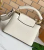 العلامة التجارية Capucines Women Cow Leather Counter Bag Fashion Taurillon Golden Buckle Messenger Totes Crossbody Retro Mini Handle Book EV5184204