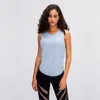 Running Yoga Tank Top Vest Tshirt Gymkläder Kvinnor Fitness Mesh Black Quickdrying Breattable Loose Sleeveless Tie Up Blus Lu 1563777