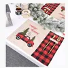 Kerstboom rode vrachtwagen placemats tafel mat winter buffalo plaid placemat dineren huis xmas tafel decoratie jk2009PH