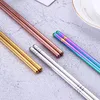 Glossy Stainless steel Gold-plated Chopsticks Rose Gold Rainbow Square Chopsticks Colorful Stainless Steel Chopsticks SN1847