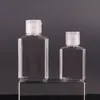 30ml 60ml Empty PET Plastic Bottle with Flip Cap Transparent Square Shape Bottle for Makeup Fluid Disposable Hand Sanitizer Gel9485166