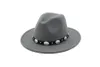 British Style Metal Belt Decorated Wool Felt Hat for Men Women Jazz Fedoras Hats Unisex Panama Flat Brim Fedora