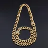 TBTK 13mm20mm Miami Cuban Link Chain Necklace Armband Full Iced Out Rhinestones Bling Bling Hiphop Smycken för Men13589100