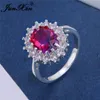 Wedding Rings Mystic Rainbow Fire Crystal Stone Sunflower For Women Silver Color Oval Blue Red Pink Zircon Bands Jewelry Cz180I