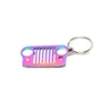Keychains 2021 Fashion Rainbow Car Style Stainless Steel Grill Key Chain Keychain Keyring voor CJ JK TJ YJ XJ1264J