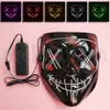 LED Black Face Mask Stitches Purge Horror Scary El Neon Strip Light Acenda Brilho em Plástico Fantasia Escuro Cosplay Festa do Partido