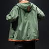 Armé Green Trench Coat Men Koreansk stil Mode Kläder Man Hooded Trench Coat Jacket Mens Vintage Windbreaker High Street