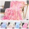 Tie-Dye Flanel Dekens Warm Sherpa Deken Kinderen Volwassenen Vierkante Quilt Pluche Dubbele Verdikking Winter Couch Dekens CCA12536 5 STKS