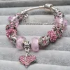 Bracelet de charme de coeur de cristal rose de mode pour femmes bracelets de bricolage bracelets bracelets comme amant couples cadeaux pulseira1
