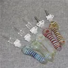 Glass Nectar Pipe Kit with Quartz Titanium tips Dab Straw Oil Rigs Silicone glass pipes smoking accessorie