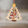 2020 Stock Christmas Decorations Ornament Wooden Christmas Tree Small Pendant Wooden Five-pointed Star Bell Pendant Gift For Child FY7172