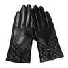 Five Fingers Gloves 2021 Latest Lambskin Butterfly Knot Real Leather Winter Warm Plus Velvet Thicken Woman's Sheepskin DQ61231