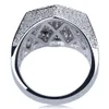 Hip Hop Cube hexagone anneau cuivre or argent couleur plaqué glacé Micro pavé cubique Zircon anneau pour hommes femmes r015685324